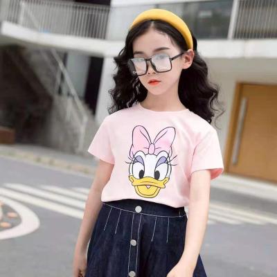 China Casual Sweet Cartoon Printing Short Sleeve Girls Two Piece Dress Printed Casual Clothes for sale