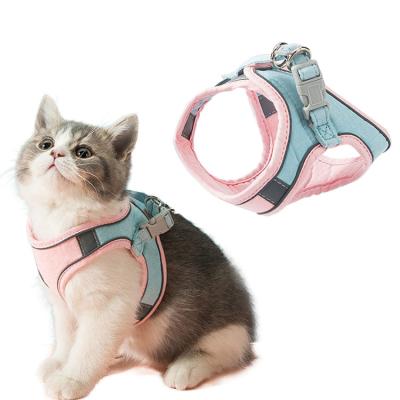 China Lovely Adjustable Pet Harness Soft Nylon Mesh Reflective Cat Harness Leash Set for sale