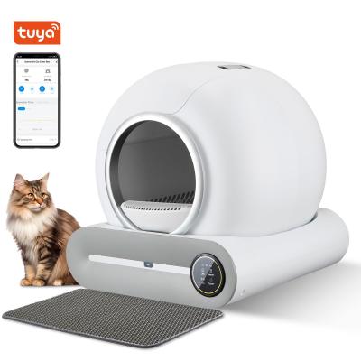 China Tuya Intelligent Cat Litter Box Quiet Enclosed Smart Cleaning Litter Box for sale