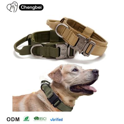 China Personalized Custom Luxury Designer Nylon Metal Heavy Duty Training Pet Rope Large Dog Collar and Leash Set for Tactical K9s for sale