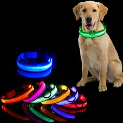 China LED Dog Collar Waterproof Flashing Light Up Night Walking Adjustable USB Rechargeable for sale