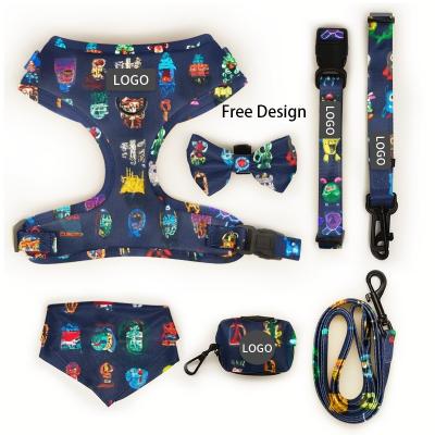 China Custom Logo Print Pattern Personalized Pet Harness Set with Bowknot Decoration and Waterproof Design for sale