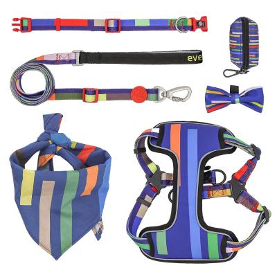 China Logotipo de arnês de cão de cores personalizadas Reflector Reversible Luxury Pet Collars Arnês e coleção de trela para cães extra grandes à venda