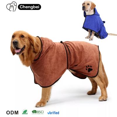 China Coffee Super Absorbent Pet Bathrobe Quick Dry Microfibre Dog Robe All Season for sale