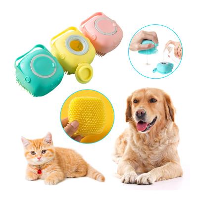 China Blue Pink Shampoo Dispensing Brush Silicone Dog Bath Brush Custom for sale