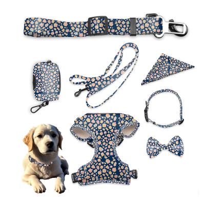 China Breathable Dog Collar Harness And Leash Set Printed Customized Harness Leash Set for sale