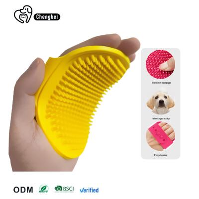 China Portable Yellow Puppy Bath Brush TPR Bath And Brush Dog Grooming for sale