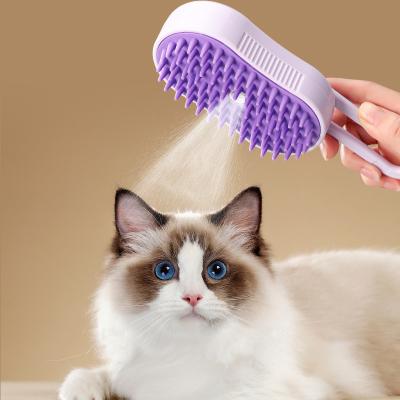 China Grooming Steamer Brush Pet Hair Removal Spray Comb 3 In1 Self Cleaning Steam ABS TPR for sale