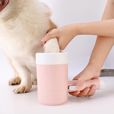 China Pink Dog Foot Washer Silicone Puppy Paw Cleaner Automatic Dog Paw Cleaner for sale