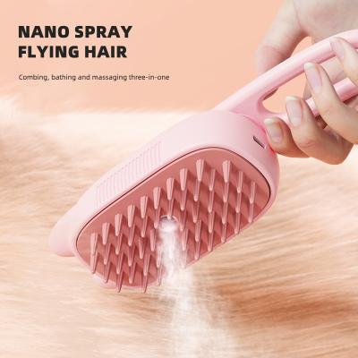 China Pet Grooming Brush Cats Long Handle Electric USB Water Spray Steam Comb Dog Hair Cleaner for sale