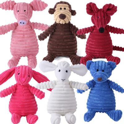 China Juguetes para mascotas para juegos en interiores Juguetes de perro de color corduroy Forma de animal Plush Squeaky Chew Bite Resistente a los suministros en venta