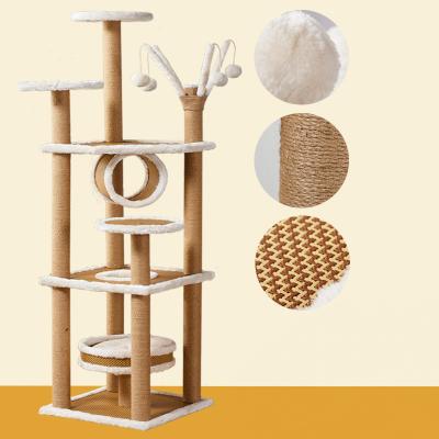 Chine Maison d'arbre de chat à plusieurs niveaux Postes de grattage lourds avec corde Sisal Cat Tower Colonne d'escalade Arbre de rêve du chat à vendre