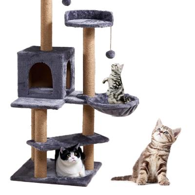 China Big Cat Tree Scratch Post diseño original cuerda de piel falsa con tablero de partículas logotipo logotipo personalizado en venta