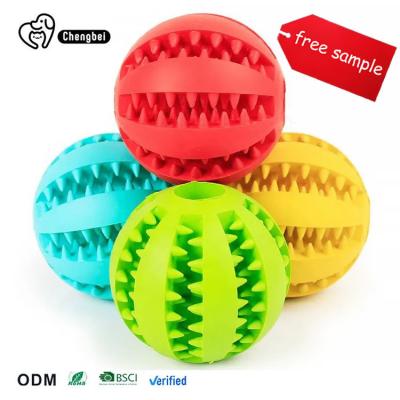 China Picture 7cm Durable Soft Rubber Non Toxic Bite Resistant Dog Chew Toy Balls for Pet Food Treat Feeder and Tooth Cleaning for sale