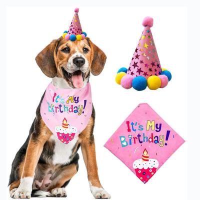 China Pet Party Decoration Set Dog Bandana Hat Tie Balloons Supplies Happy Cake Topper Cloth for sale