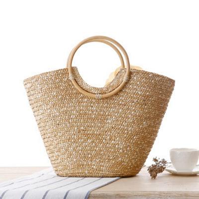 China Wholesale Fashion Summer Handwoven Flower Handbag, Bali Straw Bag Beach Shopping Basket for sale