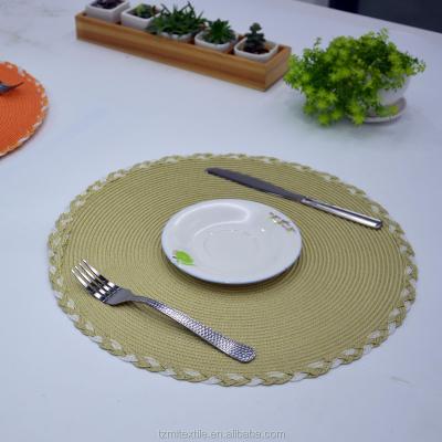 China Paper workable handmade woven braided round place mat for ALDI, one piece place mat, place mat for round tables for sale