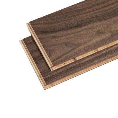 China New modern black walnut three-layer flat natural oil waterproof and wear-resistant solid wood flooring for sale