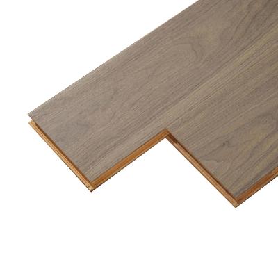 China Modern the bedroom has a new three-layer surface texture paint solid wood floor, waterproof and wear-resistant black walnut for sale