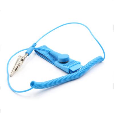 China Cleanroom Electronics Industry Use PU Wire ESD Material Anti-Static Wrist Band In Blue Color for sale