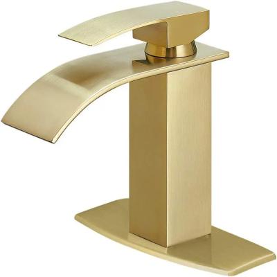 China Multicolor Metered Waterfall Faucet Waterfall Factory Source Factory Cheap Basin Mixer Tap Gold Sink Faucets With Wide Mouth for sale