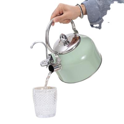 China New Best Viable Style 2.5l Japan Camping Stainless Steel Wooden Handle Green Tea Whistling Kettle for sale