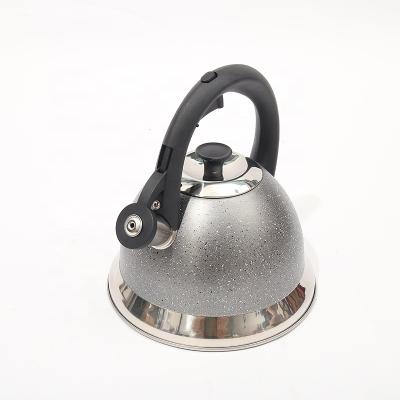 China 3.0 L Sustainable 201 Stainless Steel Stove Top Granite Whistling Water Tea Kettle For Induction Cooker for sale