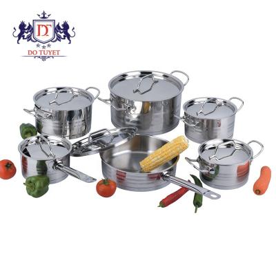 China Sustainable kitchenware 12pcs pan sets cookware set stainless steel cookware cooking pot set hot sale products for sale