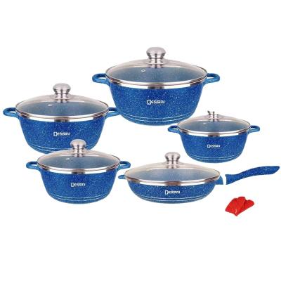 China Sustainable Plant Eco - Friendly Aluminum Cookware 12pcs Set Cooking Pot Fry Pan With Non Stick for sale