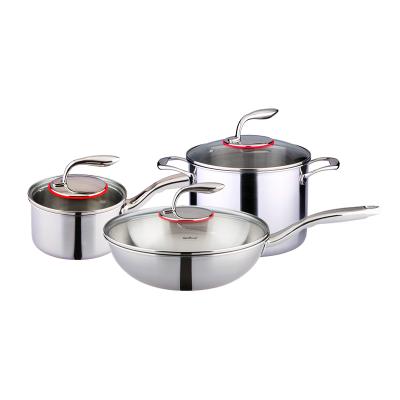 China 304 sustainable stianless steel multifunctional cooking pot milk pot cookware 18/10 kitchenware cookware set for sale