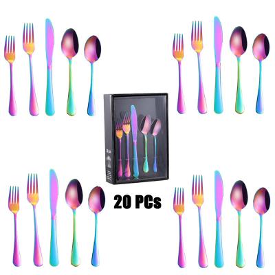 China Sustainable Gift Box 20 Pcs Stainless Steel Flatware Sets Serving For 4 Person Wedding Party Events for sale