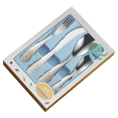 China 4 Pieces Stainless Steel Kids Cutlery Set With Gift Package Kids Knife Spoon Fork for sale