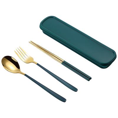 China Sustainable Set With Case Stainless Steel Travel Camping Luxury Package With Box Portable Cutlery Sets for sale