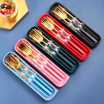 China Stainless Steel Viable Flatware Flatware Cutlery Utensils Camping Set Portable Travel Silverware for sale