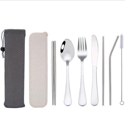 China Sustainable Camping Utensils Cutlery Stainless Steel Spoon Fork Chopstick Travel Set for sale