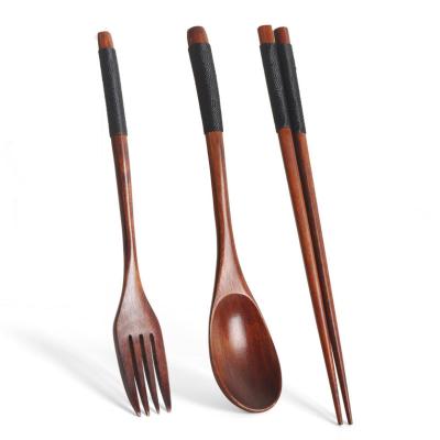 China Disposable Reusable Wooden Flatware Set Spoon Cutlery Set And Wooden Fork Set for sale