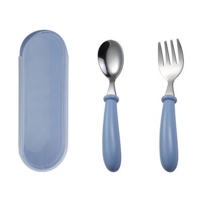 China SS 304 Sustainable Baby Spoon Set Portable Children Cutlery Set Children To Feed And Fork Spoon Together With Box for sale