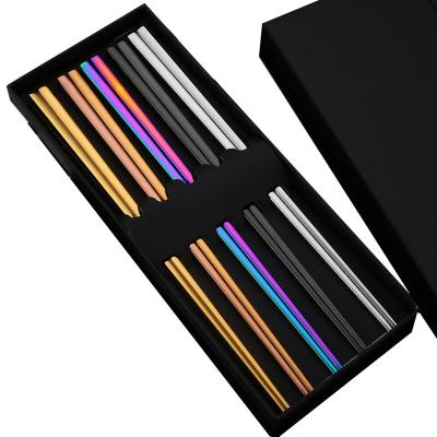 China Viable PVD Rainbow Stainless Steel Stainless Steel Chopsticks Set Titanium Colorful Multicolor Chinese Wedding for sale