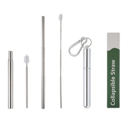 China Stainless Steel Folding Straw With Portable Case Factory Sustainable Supply Collapsible Drinking Straws for sale