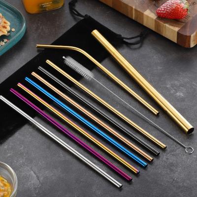 China Factory Eco-Friendly Supply Stainless Steel Reusable Straws Sets Straw Reusable Drinking Set for sale