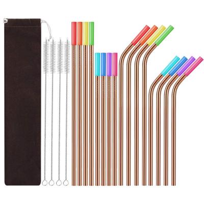 China Eco-Friendly Metal Set Straw Stainless Steel Colorful Wholesale Eco-Friendly Reusable Drinking Straws for sale