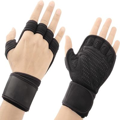 China Unisex neoprene padded weightlifting gloves vented wrist wrap gloves for athletes gym sessions with full protection and palm wrist for sale