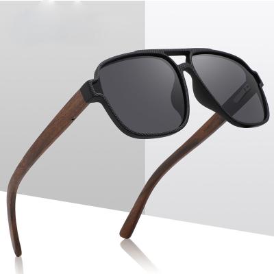 China 2023 Fashion Designer Brand Double Driver Sunglasses Men's Wooden Bamboo Glass Bridge Wooden Sunglass Casual Vintage for sale