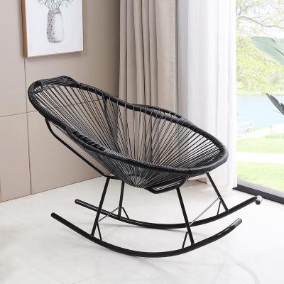 China QUAWE Modern Garden Optional Acapulco Rattan Moon Steel Wicker Rocking Chair for sale