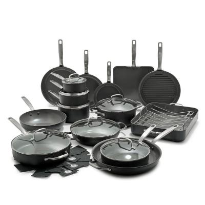 China Durable 26pcs Ceramic Pressure Coating Nonstick Hard Anodized Aluminum Cookware Set for sale