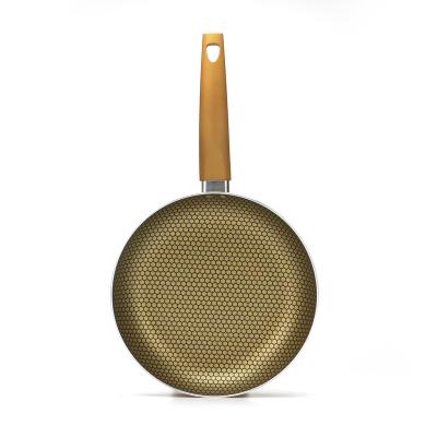 China Durable Non Stick Aluminum Bottom Induction Metallic Honeycomb Frying Pan With Bakelite Handle for sale