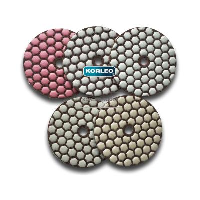 China Stone Polishing 5 Step Hook and Loop Diamond Polishing Pads For Dry Granite 4 Inch for sale