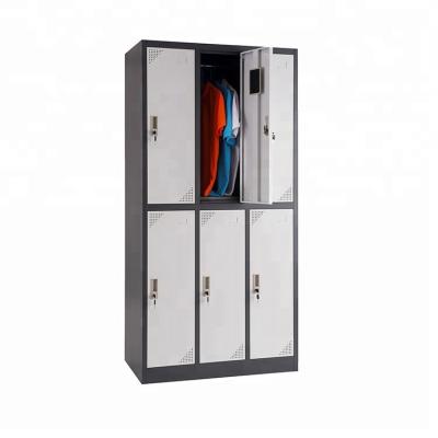 China Key Lock RAL Color 6 Door Metal Wardrobe Lockers for sale