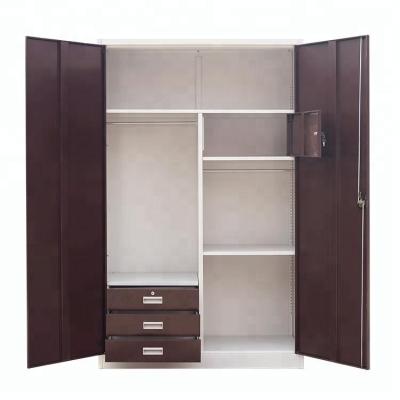 China Light Grey Double Door Electrostatic Metal Wardrobe Closets for sale