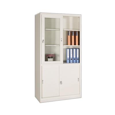 China Modern Glass Door Filing Cabinet Movable School Steel Frame Bookshelf for sale